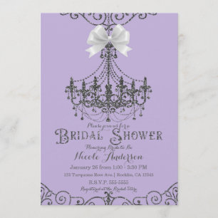 Invitation Lavande Violet et Nœud Blanc Argenté Fête de Maria