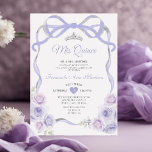 Invitation Lavande Violet Floral Bow Frame Argent Mis Quince<br><div class="desc">Lavande ÉDITABLE Violet Floral Bow Frame Argent Mis Quince Invitation Elégante Quinceañera Lavande Violet Floral Princesse Argent Couronne Invitation Mis Quince 15 Anos,  16e Anniversaire Fête</div>