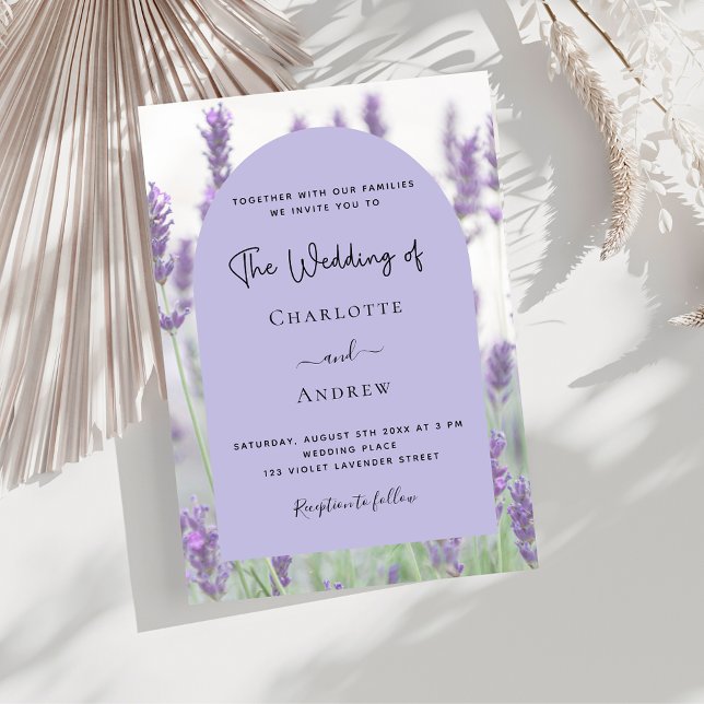 Invitation Lavande violet floraux arche luxe mariage (Créateur téléchargé)
