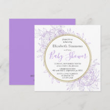 Lavande Violet Pivoine Floral Toile Baby Shower