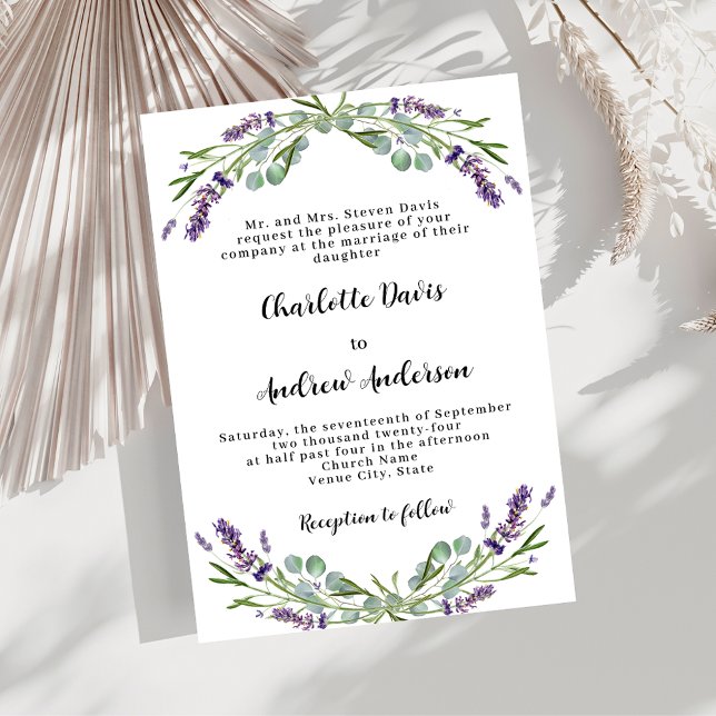 Invitation Lavande violet verdure mariage formel (Créateur téléchargé)
