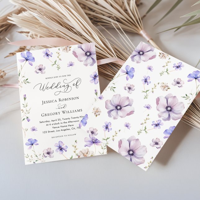 Invitation Lavande Violet Violet Floral Printemps Mariage (Créateur téléchargé)