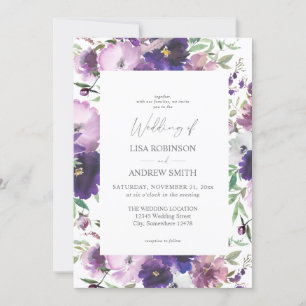 Invitation Lavande violette et Mariage floral violet 2