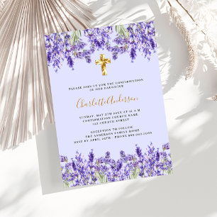 Invitation Lavande violette fleurs croisent luxe Confirmation
