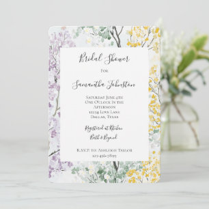 Invitation Lavande Violette Jaune Vert Baby Shower