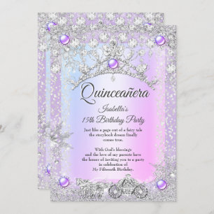 Invitation Lavande violette Quinceanera 15e Voiture d'hiver