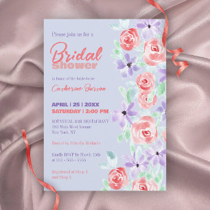 Invitation Lavande violette romantique et Fête des mariées ro