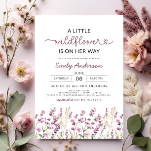 Invitation Lavande Violette Un Petit Baby shower Fleur sauvag