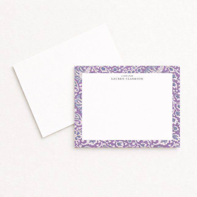 Invitation Lavender and Blue Hand-Block Inspired Floral Note  (Créateur téléchargé)