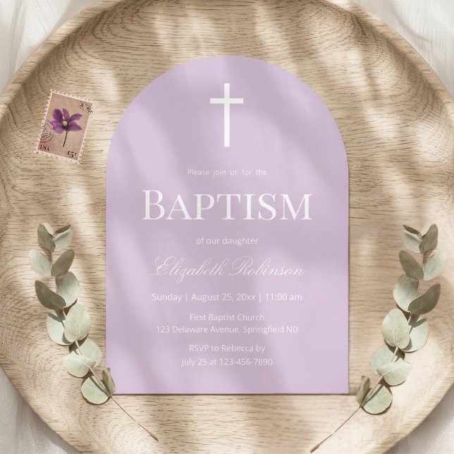 Invitation Lavender Arch Modern Baptism Christening (Créateur téléchargé)