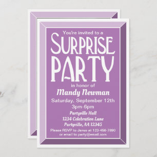 Invitation Lavender Art Déco Photo Anniversaire Surprise Part