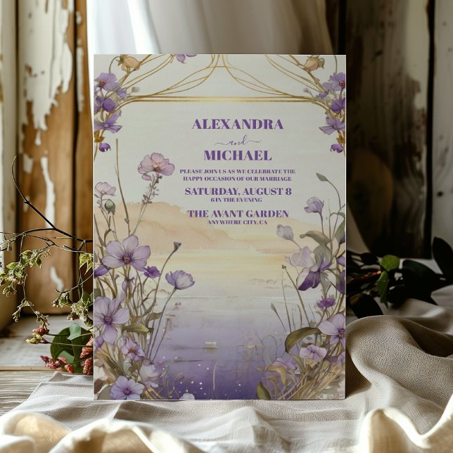Invitation Lavender Automne automne mariage d'aquarelle flora (Créateur téléchargé)