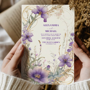 Invitation Lavender Automne automne mariage d'aquarelle flora