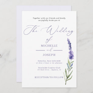 Invitation Lavender Bliss Elegant Mariage aquarelle