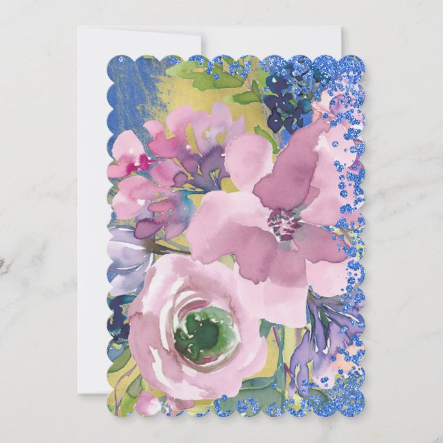 Invitation Lavender Blues aquarelle Floral Enregistrer la dat (Devant)