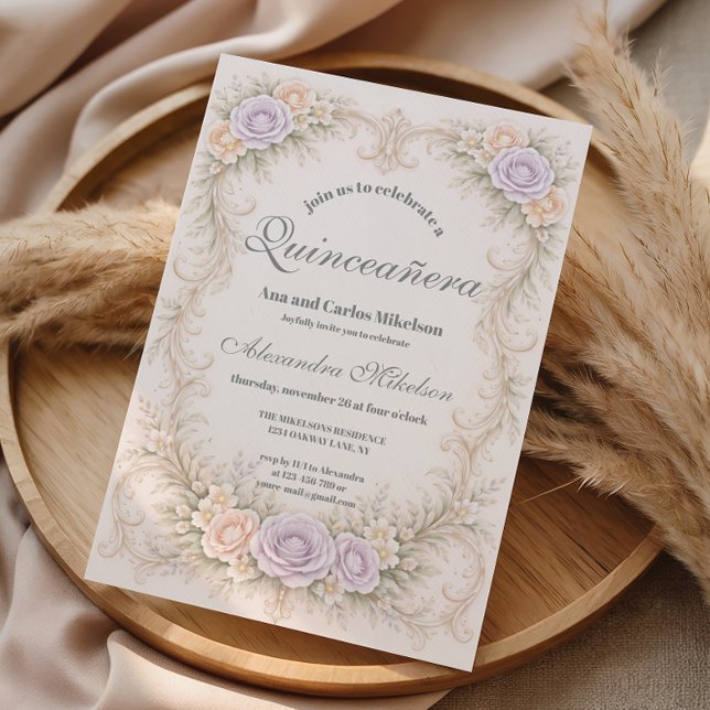 Invitation Lavender Blush Baroque Quinceañera (Créateur téléchargé)