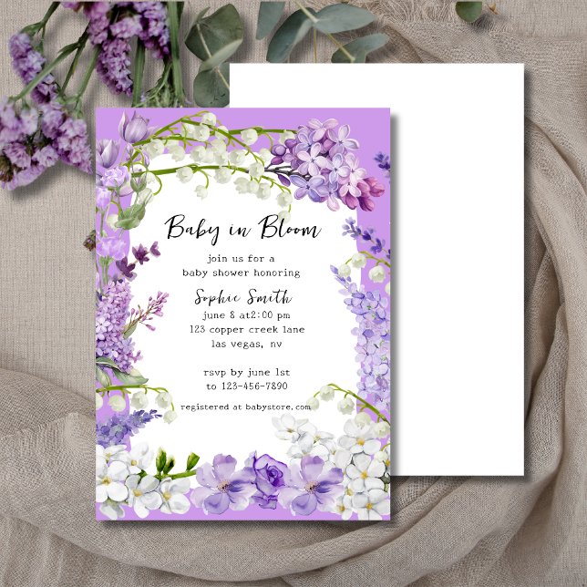 Invitation Lavender Boho Baby Dans Le Baby shower En Fleur (Créateur téléchargé)