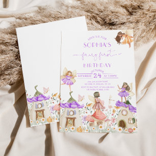 Invitation Lavender Boho Fleur sauvage Fairy 1er anniversaire