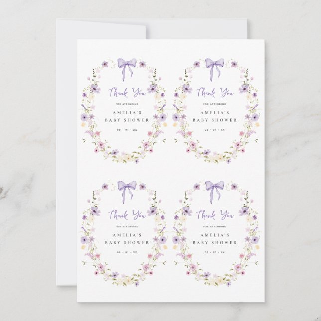 Invitation Lavender Bow Gift Tag Printable (Devant)