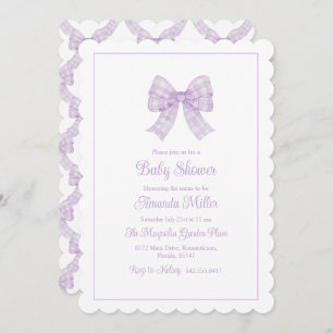 Invitation Lavender Bow Grandmillennial Preppy Baby shower