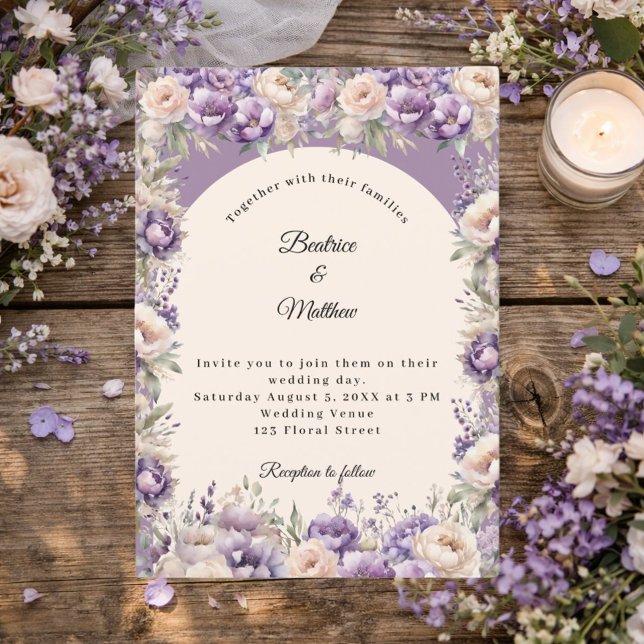 Invitation Lavender champagne cream floral arch wedding  (Créateur téléchargé)