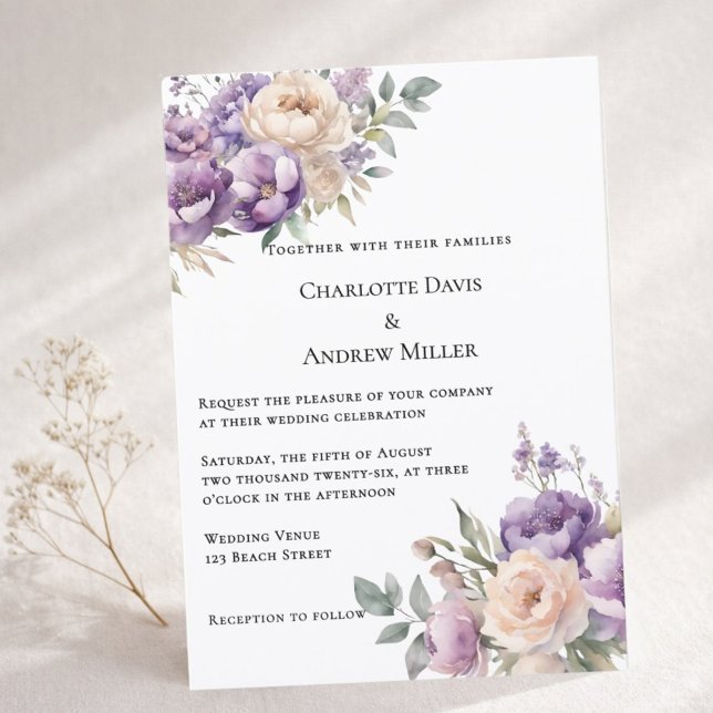 Invitation Lavender champagne cream floral wedding (Créateur téléchargé)