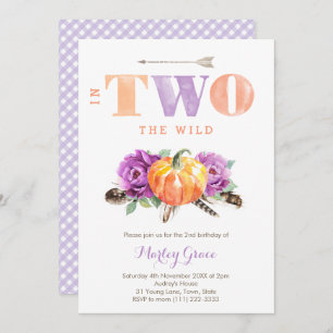 Invitation Lavender Citrouille Boho Girl 2e fête d'anniversai