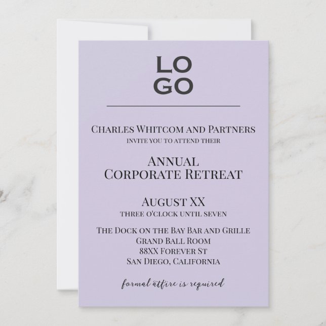 Invitation Lavender Custom Logo Business Event (Devant)