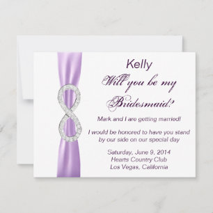 Invitation Lavender Diamond Infinity Mariage Bridesmaid Card