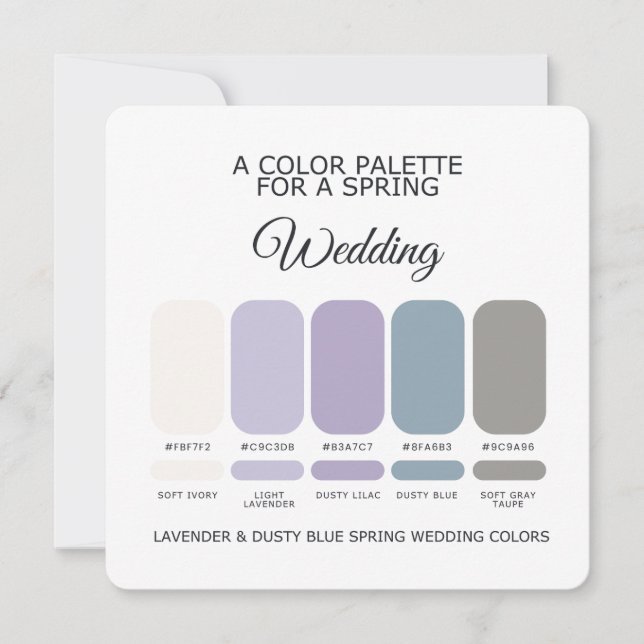 Invitation Lavender & Dusty Blue Spring Wedding Palette Card (Devant)
