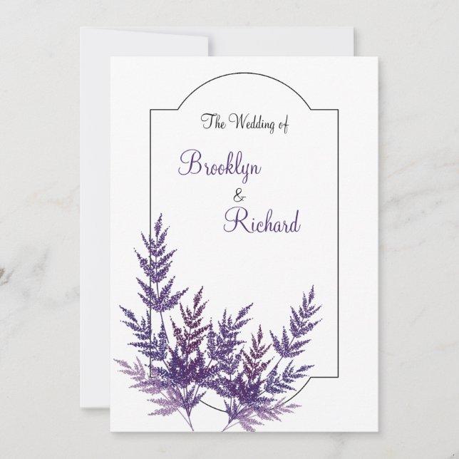 Invitation Lavender Dusty violet, mariage botanique (Devant)