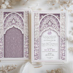 Invitation Lavender Elegance Mariage islamique<br><div class="desc">Voici la Lavender Elegance Faire-part de mariage islamique, un mélange majestueux de lavande et de blanc qui respire le raffinement. L'invitation est un hommage aux traditions riches de l'art islamique, avec une arche ornée de coeur et de motifs floraux qui résonnent avec une signification culturelle. L'arrière - plan lavande à...</div>