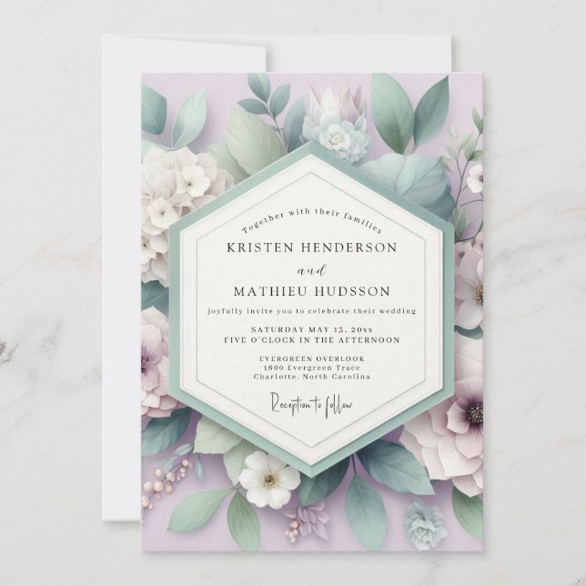 Invitation Lavender Ethereal Botanical Wedding (Devant)