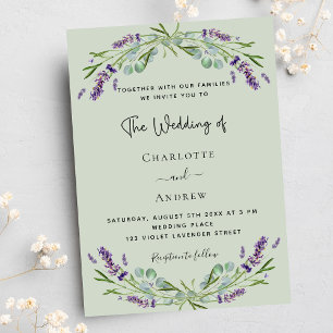 Invitation Lavender eucalyptus sauge vert luxe mariage