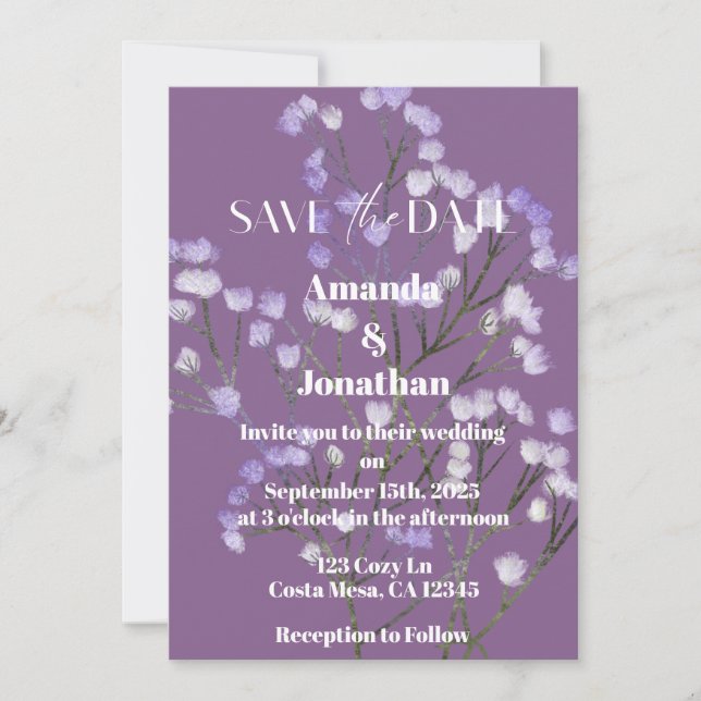 Invitation Lavender Field Flowers Mariage Enregistrer la cart (Devant)