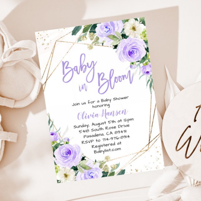 Invitation Lavender Floral Baby dans le Baby shower de fleurs (Créateur téléchargé)