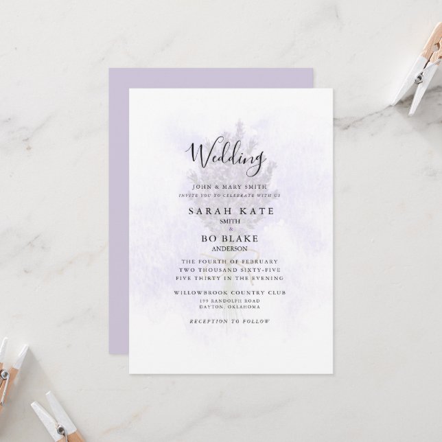 Invitation Lavender Floral Bride Parents Splash Mariage (Devant/Arrière en situation)