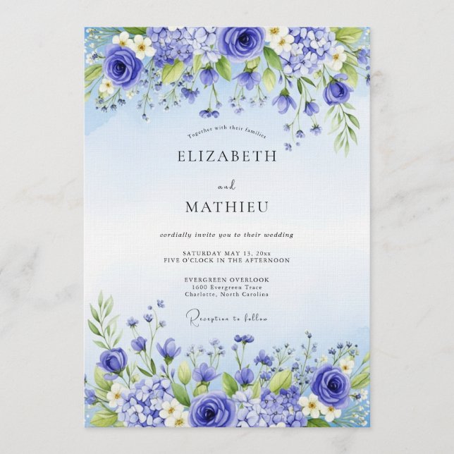 Invitation Lavender Floral Enchantment Wedding (Devant)