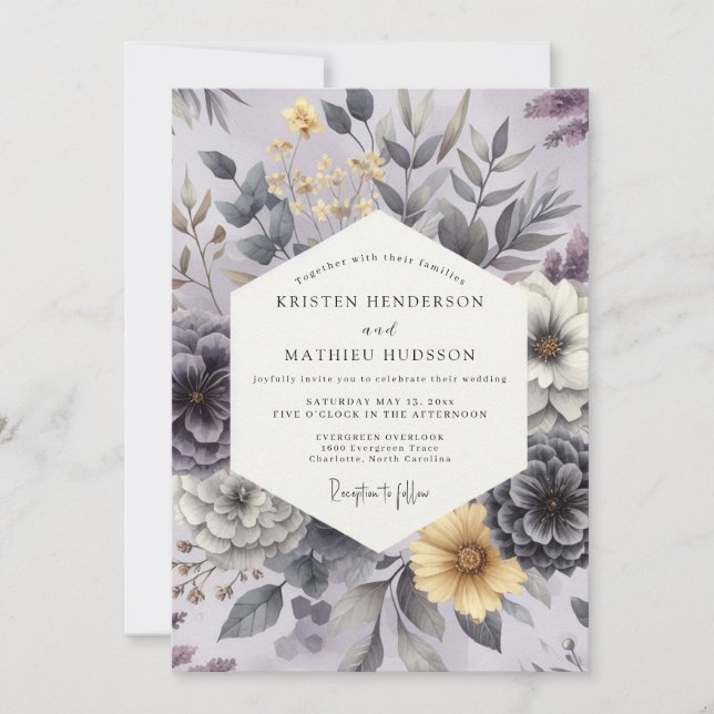 Invitation Lavender Floral Enchantment Wedding (Devant)