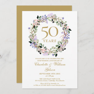 Invitation Lavender Floral Garland 50e anniversaire de Mariag