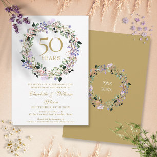 Invitation Lavender Floral Garland 50e anniversaire de Mariag