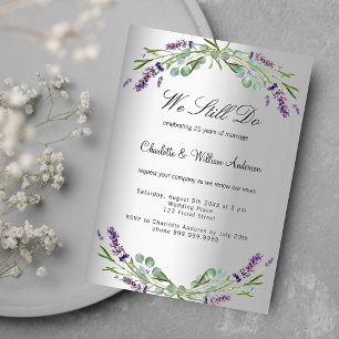 Invitation Lavender florals argent luxe voeu renouvellement m