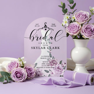 Invitation Lavender Florals Blanc Mariage robe Fête des marié