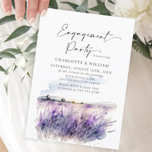 Invitation Lavender Flowers Champ ENGAGEMENT PARTIE QR code