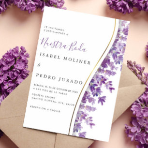 Invitation Lavender Foliage Nuestra Boda Mariage espagnol