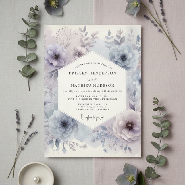 Invitation Lavender Frost Floral Elegance Wedding (Créateur téléchargé)
