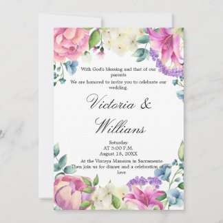 Invitation Lavender Garden Romantic Watercolor Floral Wedding