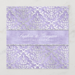 Invitation Lavender Glimmer Mariage damassé