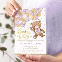 Lavender Gold Brown Teddy Bear Girl Baby shower