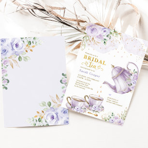 Invitation Lavender Gold Floral Fête des mariées Tea Party